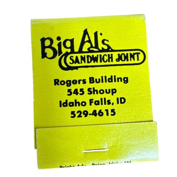 Vintage Idaho Falls Big Al's Sandwich Joint Matchbook Unstruck Full Rogers Build - Picture 1 of 5